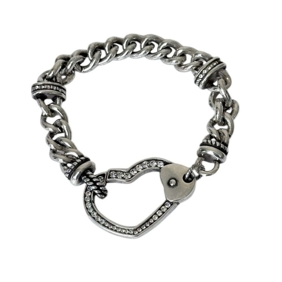Brighton Urban Lights Open Heart Silver Plated Bracelet With Swarovski Crystals - Picture 1 of 5